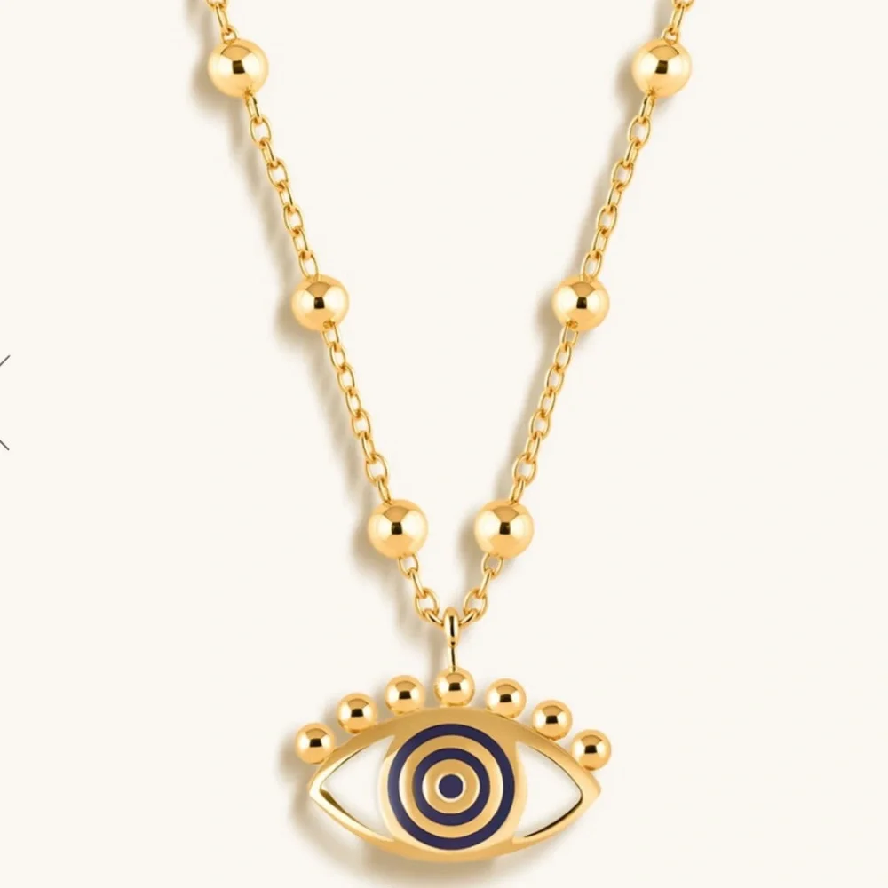 Karma and Luck Cheerful Outlook Enamel Evil Eye Necklace - Picture 1 of 3